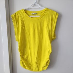 Ruched T Shirt Zara size L yellow